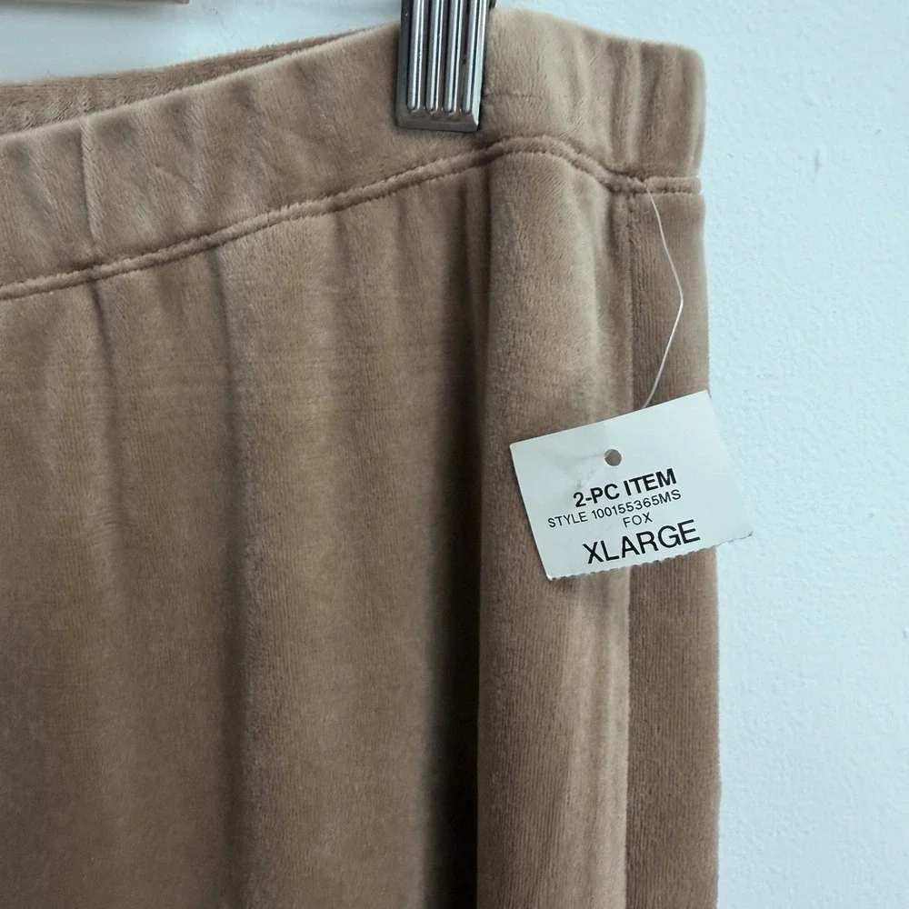 Inc International Concepts Pants Womens XL Tan Velour Lounge Pajama PJs NWT Flaw